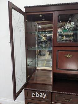 DISPLAY CABINET Glass Door Mirror Mahogany Veneer Drawers Cupboard FREE DELIVERY