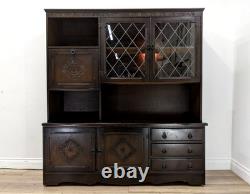 DISPLAY CABINET Stanley Wood Oak Veneer 3 Drawers Glass Cupboard FREE DELIVERY
