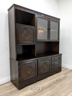 DISPLAY CABINET Stanley Wood Oak Veneer 3 Drawers Glass Cupboard FREE DELIVERY