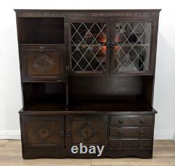 DISPLAY CABINET Stanley Wood Oak Veneer 3 Drawers Glass Cupboard FREE DELIVERY