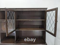 DISPLAY CABINET Stanley Wood Oak Veneer 3 Drawers Glass Cupboard FREE DELIVERY