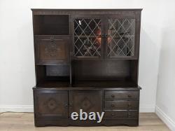 DISPLAY CABINET Stanley Wood Oak Veneer 3 Drawers Glass Cupboard FREE DELIVERY