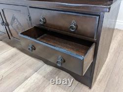 DISPLAY CABINET Stanley Wood Oak Veneer 3 Drawers Glass Cupboard FREE DELIVERY