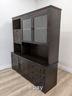 DISPLAY CABINET Stanley Wood Oak Veneer 3 Drawers Glass Cupboard FREE DELIVERY