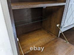 DISPLAY CABINET Stanley Wood Oak Veneer 3 Drawers Glass Cupboard FREE DELIVERY