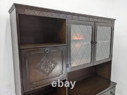 DISPLAY CABINET Stanley Wood Oak Veneer 3 Drawers Glass Cupboard FREE DELIVERY