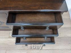 DISPLAY CABINET Stanley Wood Oak Veneer 3 Drawers Glass Cupboard FREE DELIVERY