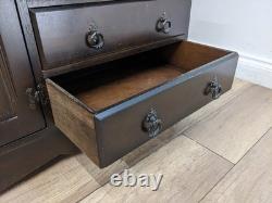 DISPLAY CABINET Stanley Wood Oak Veneer 3 Drawers Glass Cupboard FREE DELIVERY
