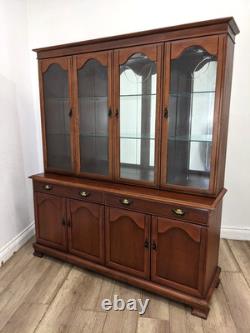 DISPLAY CABINET White & Newton Mirror Back 2 Drawer 2 Cupboard FREE DELIVERY