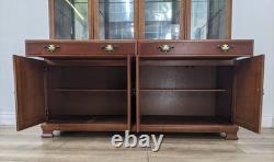 DISPLAY CABINET White & Newton Mirror Back 2 Drawer 2 Cupboard FREE DELIVERY