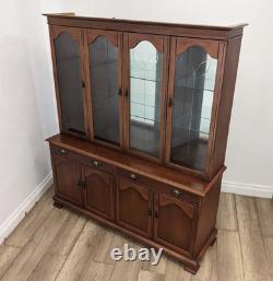 DISPLAY CABINET White & Newton Mirror Back 2 Drawer 2 Cupboard FREE DELIVERY