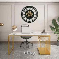 DORBOKER Moving Gears Wall Clock Large Modern Metal Clocks 53.5cm, Black Gold Ara