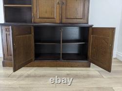 DRESSER Vintage Newplan Oak Veneer Glass Doors 5 Cupboards Shelves FREE DELIVERY