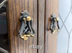 DRESSER Vintage Newplan Oak Veneer Glass Doors 5 Cupboards Shelves FREE DELIVERY