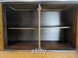 DRESSER Vintage Newplan Oak Veneer Glass Doors 5 Cupboards Shelves FREE DELIVERY