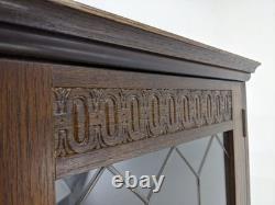 DRESSER Vintage Newplan Oak Veneer Glass Doors 5 Cupboards Shelves FREE DELIVERY