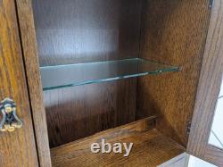 DRESSER Vintage Newplan Oak Veneer Glass Doors 5 Cupboards Shelves FREE DELIVERY