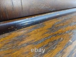 DRESSER Vintage Newplan Oak Veneer Glass Doors 5 Cupboards Shelves FREE DELIVERY