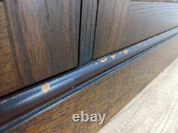 DRESSER Vintage Newplan Oak Veneer Glass Doors 5 Cupboards Shelves FREE DELIVERY