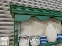 Dark Green Solid Pine Vintage Style Country Farmhouse Kitchen Dresser