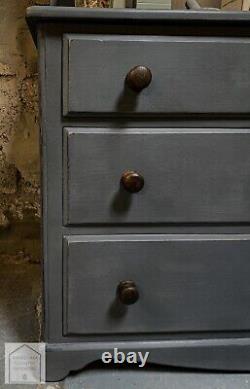 Dark Grey Vintage Oak Country Farmhouse Style Kitchen Dresser