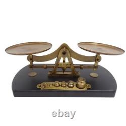 Decorative Retro Kitchen Scale 8 Weights Set Vintage Style Brass Rustic And Wood