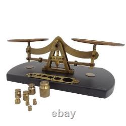 Decorative Retro Kitchen Scale 8 Weights Set Vintage Style Brass Rustic And Wood