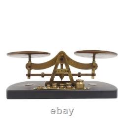 Decorative Retro Kitchen Scale 8 Weights Set Vintage Style Brass Rustic And Wood