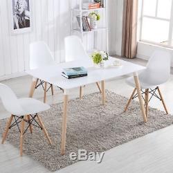 Design Wood Style Chairs and Table Set for Office Lounge Dining Kitchen White