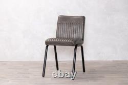 Dining Chairs Industrial Style Ribbed Faux Leather Many Colour Options