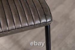 Dining Chairs Industrial Style Ribbed Faux Leather Many Colour Options