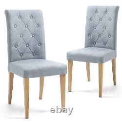 Dining Chairs Set 2/4 Linen Fabric Metal Legs High Back Office Chair Kitchen