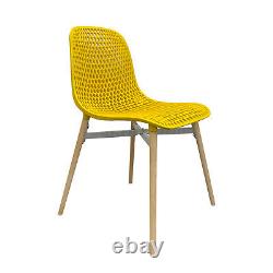 Dining Chairs Set of 4 Retro Eiffel Kitchen Chairs Wooden Legs Plastic Chair UK