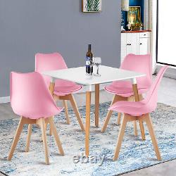 Dining Table and 4 Chairs Set Wooden legs Retro Dining Room Chair Kitchen Home