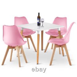 Dining Table and 4 Chairs Set Wooden legs Retro Dining Room Chair Kitchen Home