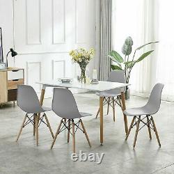 Dining Table and 4 Chairs Set Wooden legs Retro dining Room Chairs Grey Kitchen