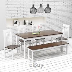 Dining Table and Chair Set Dark Pine&White with Extending Extended Table Kitchen