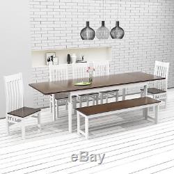 Dining Table and Chair Set Dark Pine&White with Extending Extended Table Kitchen
