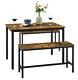 Dining Table With 2 Benches 3 Pieces Set Kitchen Table Multifunctional Kdt070b01