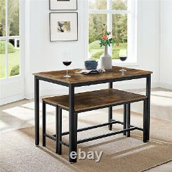 Dining Table with 2 Benches 3 Pieces Set Kitchen Table Multifunctional KDT070B01