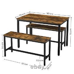 Dining Table with 2 Benches 3 Pieces Set Kitchen Table Multifunctional KDT070B01