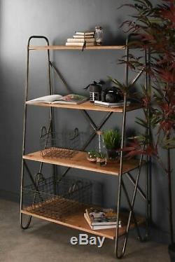 Display Shelf Vintage Industrial Style Metal Wood Shelving Bookcase Storage
