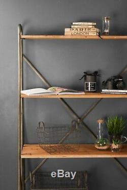 Display Shelf Vintage Industrial Style Metal Wood Shelving Bookcase Storage