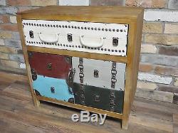Distressed Antique Vintage Style Multi Coloured Sideboard Chest Drawers (dx4272)