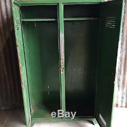 Double Industrial Vintage Lockers, Upcycled Reworked Funky Retro 2 Door Workshop
