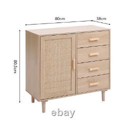 Drawer Sideboard Cabinet Cupboard Buffet LivingRoom Rattan Door StorageFurniture