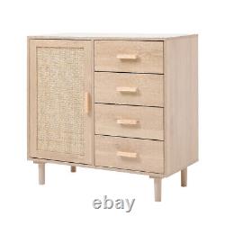 Drawer Sideboard Cabinet Cupboard Buffet LivingRoom Rattan Door StorageFurniture