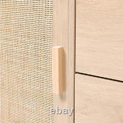 Drawer Sideboard Cabinet Cupboard Buffet LivingRoom Rattan Door StorageFurniture
