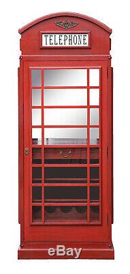 Drinks Cabinet Iconic BT Telephone Box Style Bar in Pillar Box Red