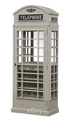 Drinks Cabinet Iconic BT Telephone Box Style Bar in Stone Grey